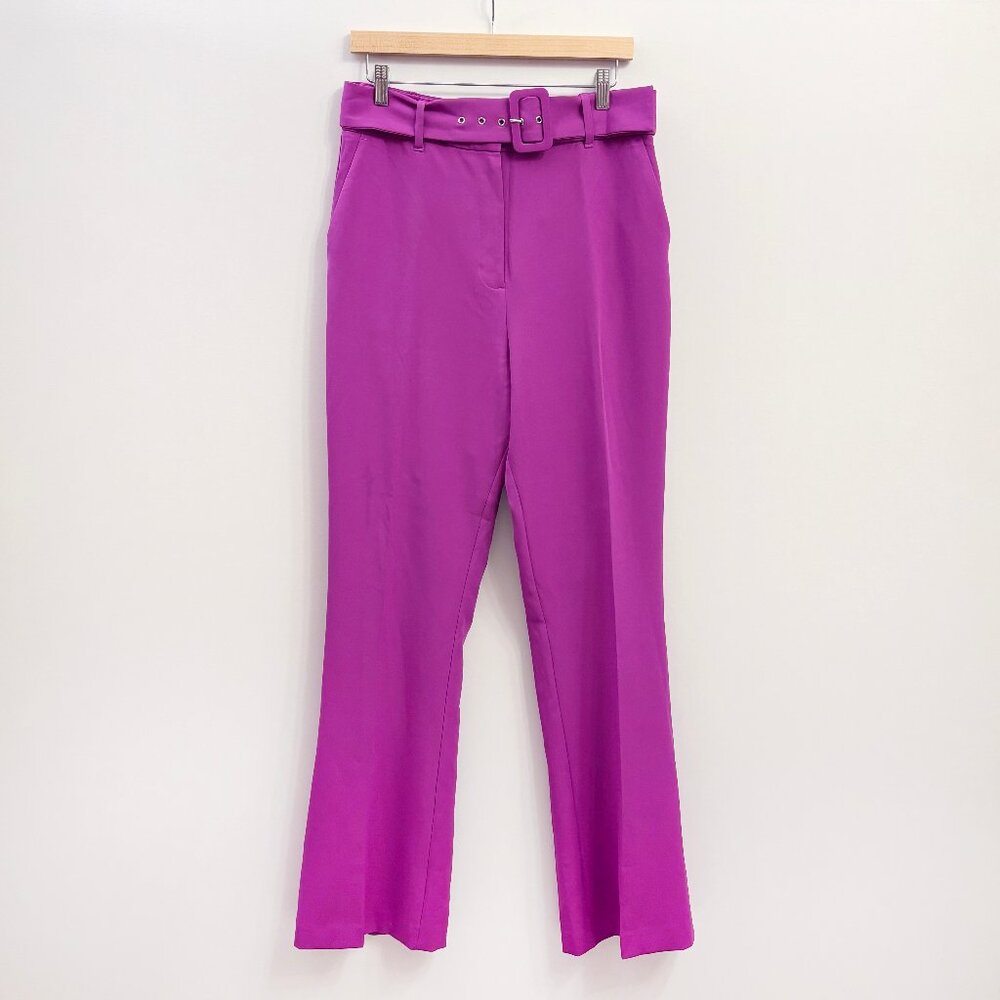 ASOS pop purple slim kick flare pants with covered belt size US 10